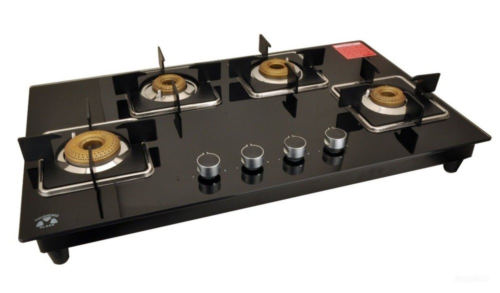 LPG 4 Burner Gas Stove, Automatic Ignition, Stainless Steel Body, Toughened Glass Top Material, For Kitchen