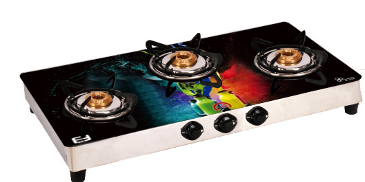 Three Burner Glass Top Cook Gas Stove