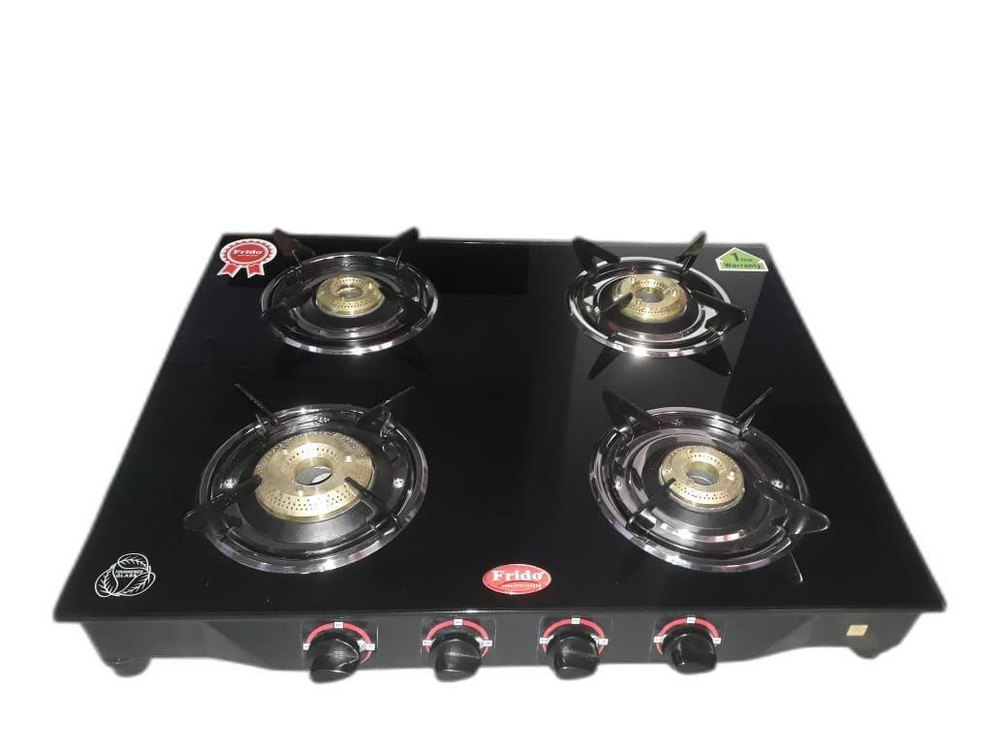 Glass 4 Burner Gas Stove Non Auto With Jambo