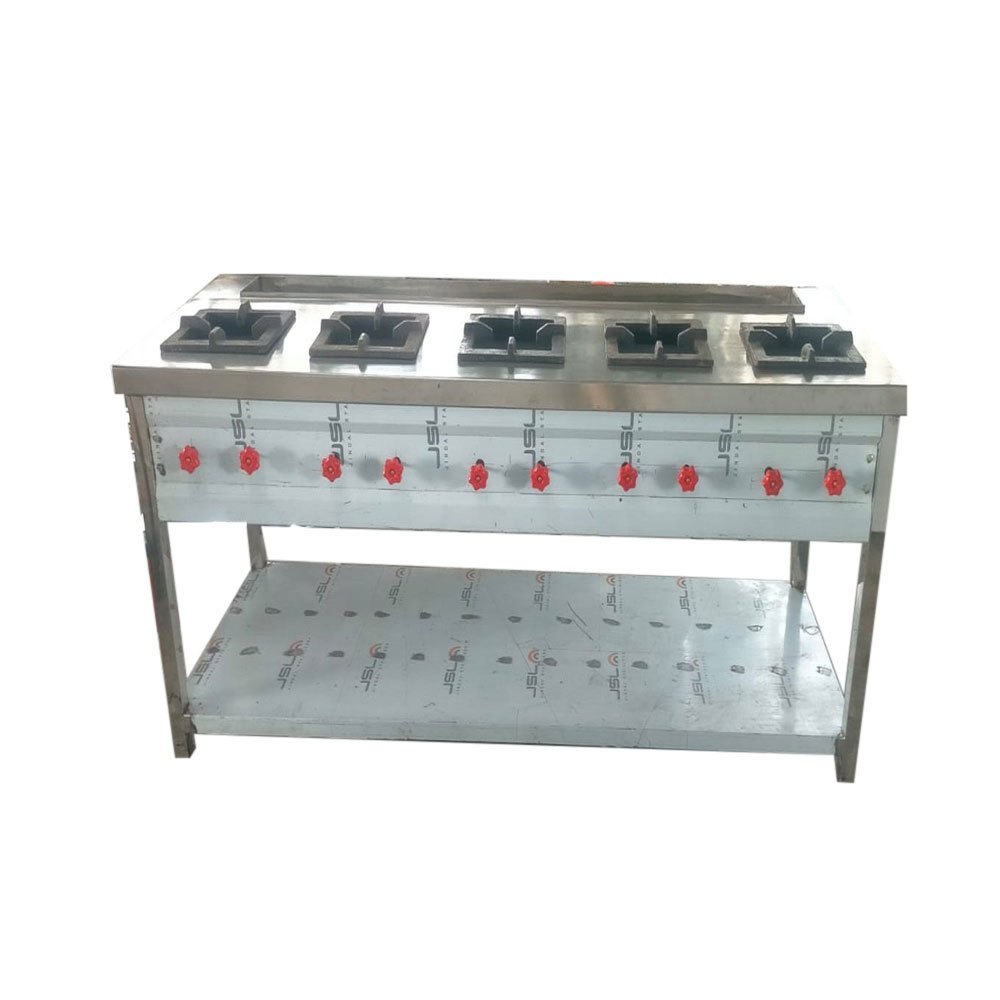 Stainless Steel Commercial Five Burner Stove