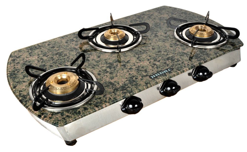 JINDAL SS, GlaSS Green Marble LP Gas Stove, For Kitchen