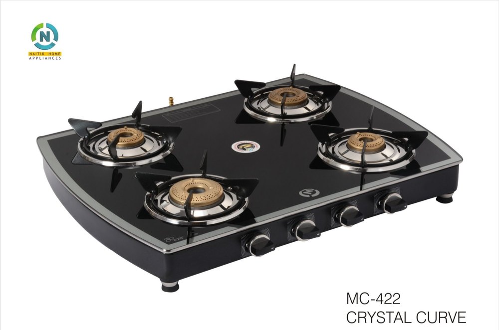 Crystal Curve (MC-422) Four Burner Glass Top Gas Stove