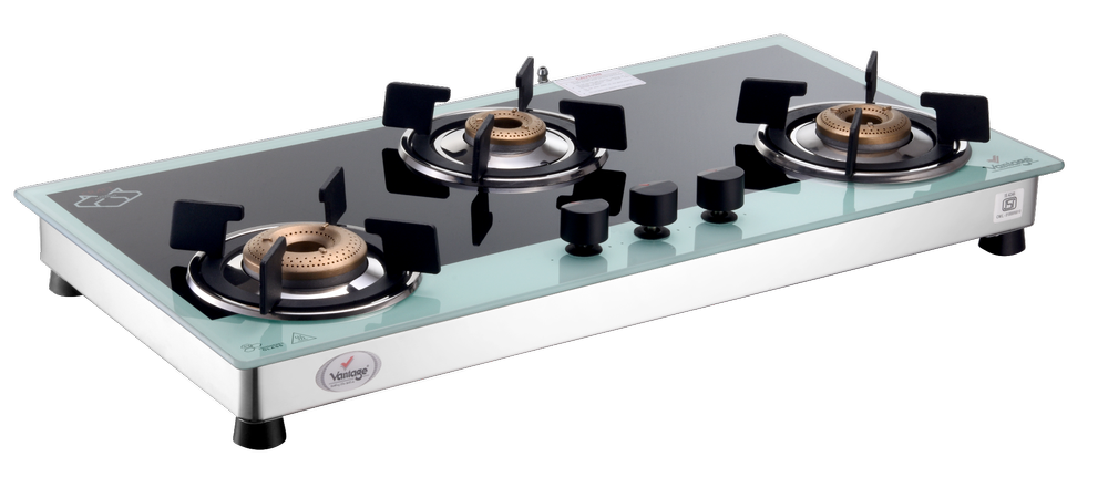 Lpg And Png CHA 379 Greyscale Three Burner Gas Stove, For Kitchen