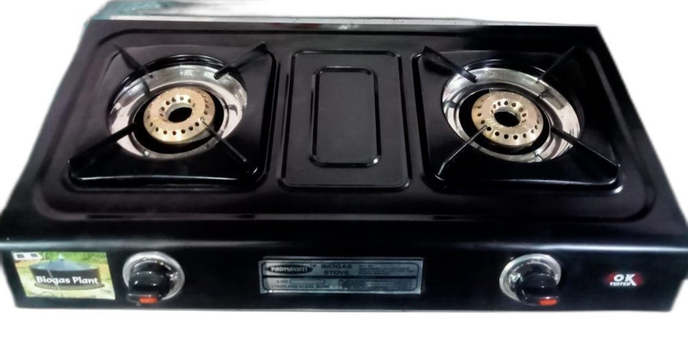 Black Stainless Steel Biogas Stove, For Kitchen, Size: Standard