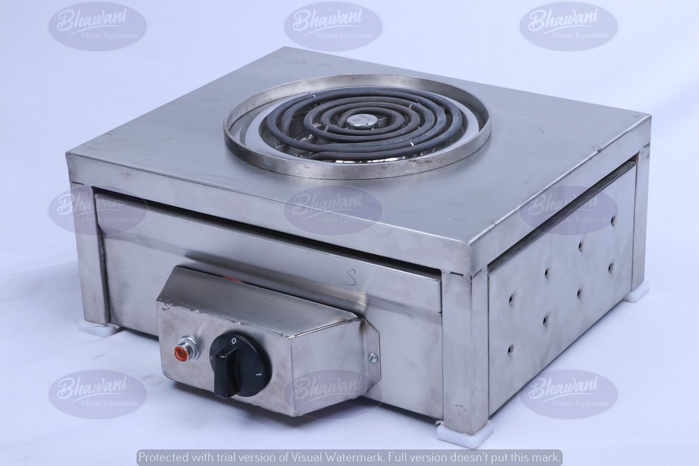 Silver Stainless Steel Cooking Stove ( Coil stove ), For Commercial, Size: 15 X 12 X 6