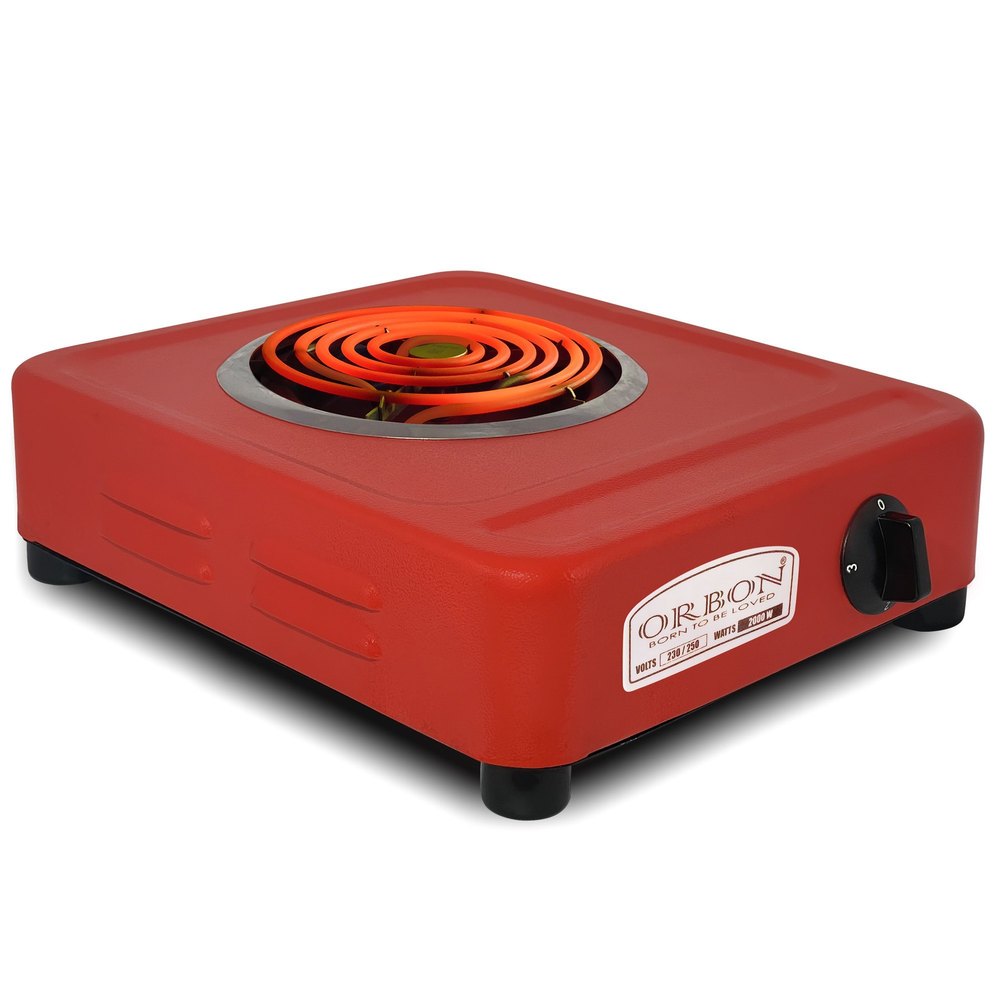 2000W Orbon Heavy Duty Electric Coil Stove, For Commercial, Textured Red