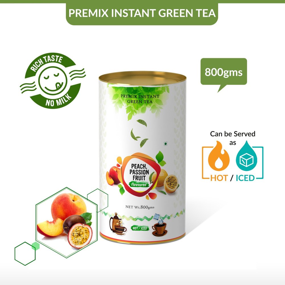 Instant Tea - Peach & Passion Fruit Flavoured - Serve Hot or Cold - Green Tea