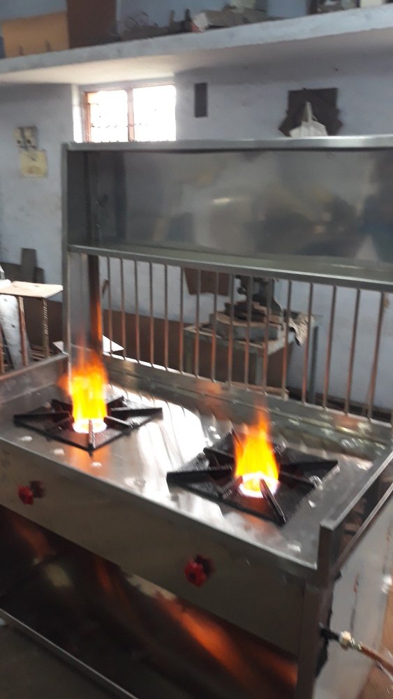 SS Two Burner Commercial Gas Stove, 202, Number Of Knob: 2