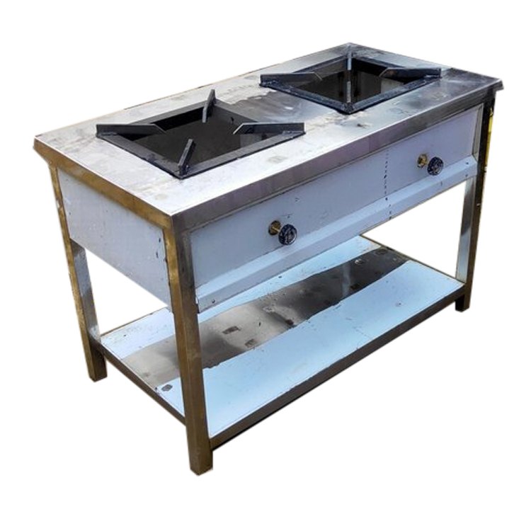 Two Burner Commercial Gas Stove, For Restaurants and Hotels