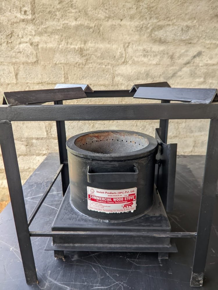 Black Mild Steel COMMERCIAL WOOD STOVE W6, For Cooking Application