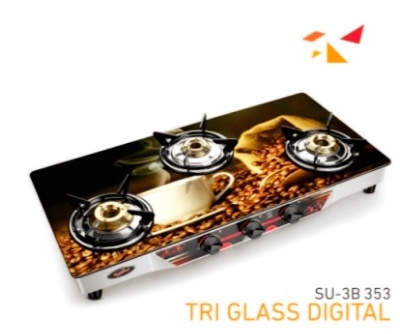 SUN SAFE SU 3B 353 Tri Glass Digital Gas Stove, SU-3B-353