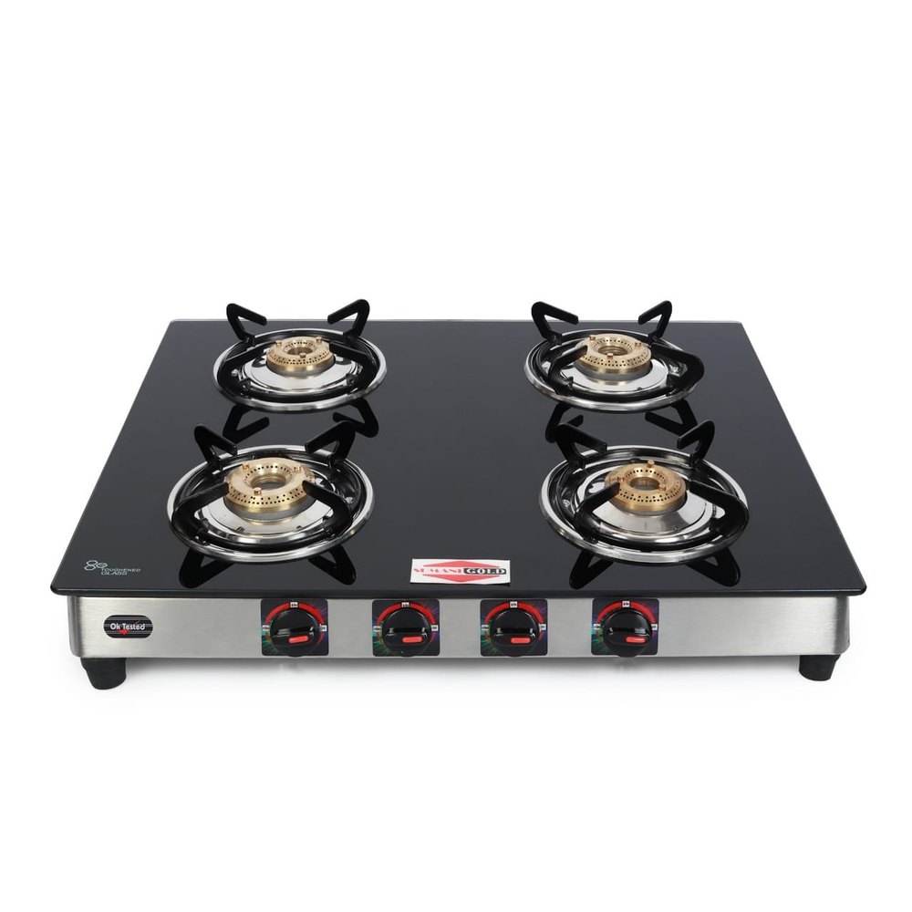 Stainless Steel Four Burner Cooktop, Model Name/Number: Glass Stove 4