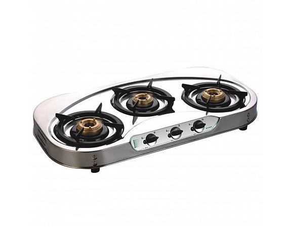 Silver Stainless Steel Three Burner Kitchen Cooktops, Model Name/Number: VitoSS3B, Size: 78 cm