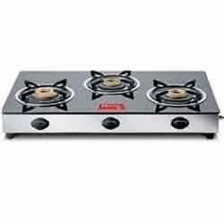 Surya LPG Three Burner Gas Stove, Toughened Glass Top Material