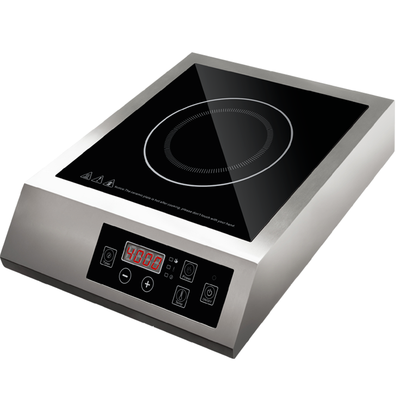Polished Black Tuffen Glass Commercial Induction Cooktop