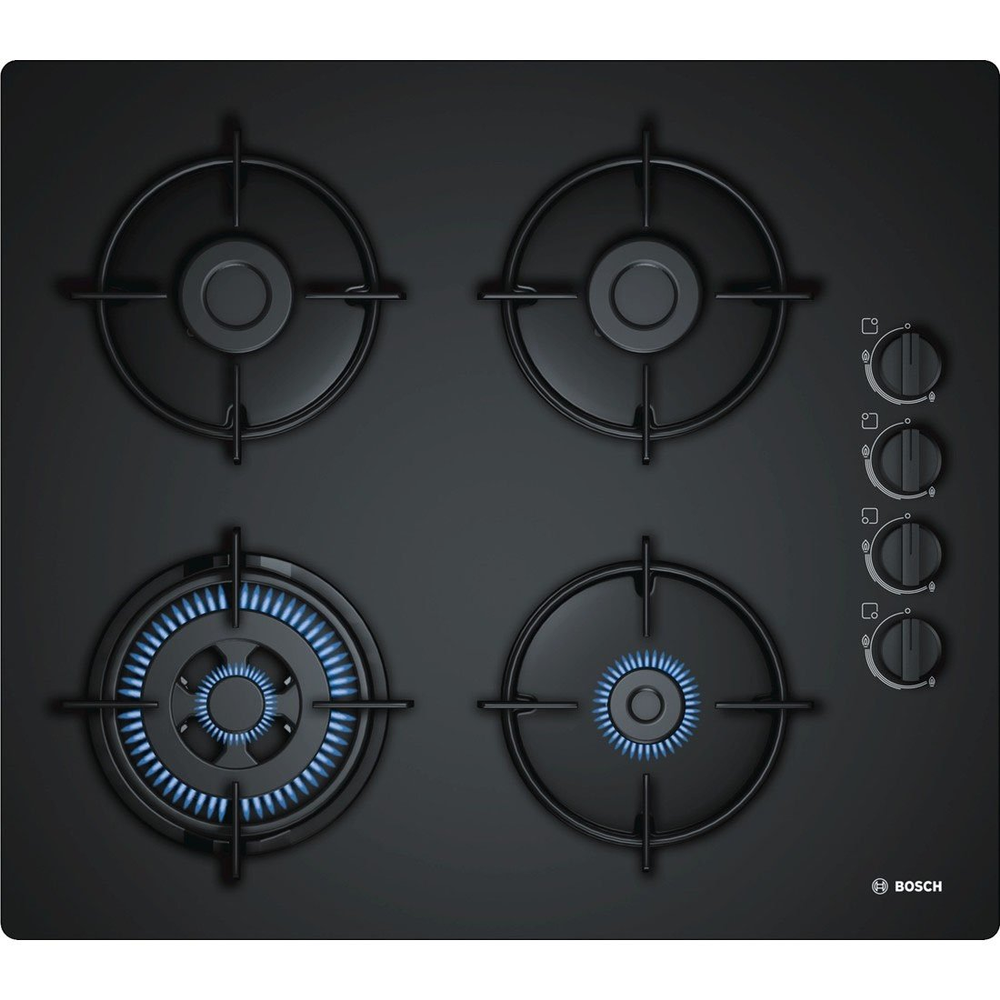 Dual Fuel Alloy Steel And Glass Poh6b6b10i Bosch Gas Hobs, 4, Size: 59x52x4.5 cm