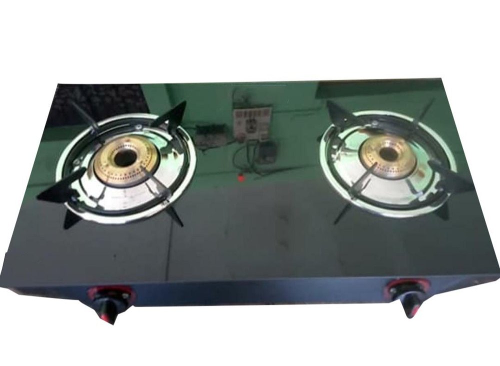 KAFF Two Burner Brass Burner Glass Hob Top, Manual Ignition
