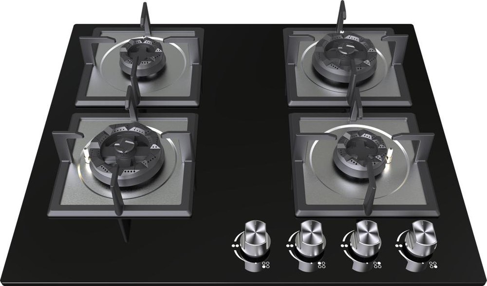 4 Burner Built In Hob, Black