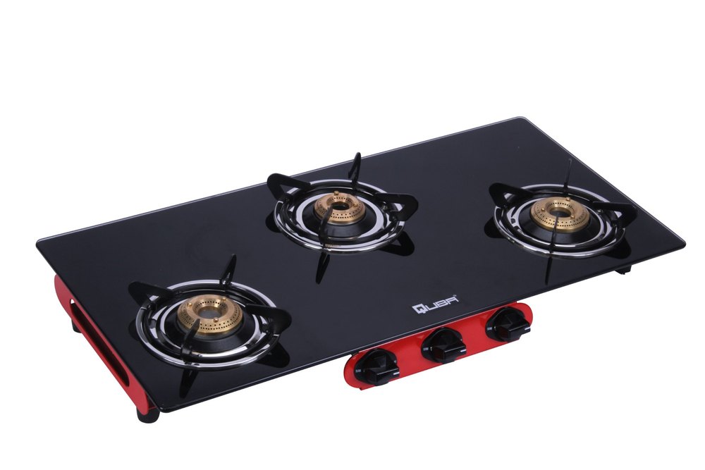 Glass Top Black, Red Three Burner Frameless Cooktop, Model Name/ Number: Quba Frameless, Size: 770 * 380 Mm