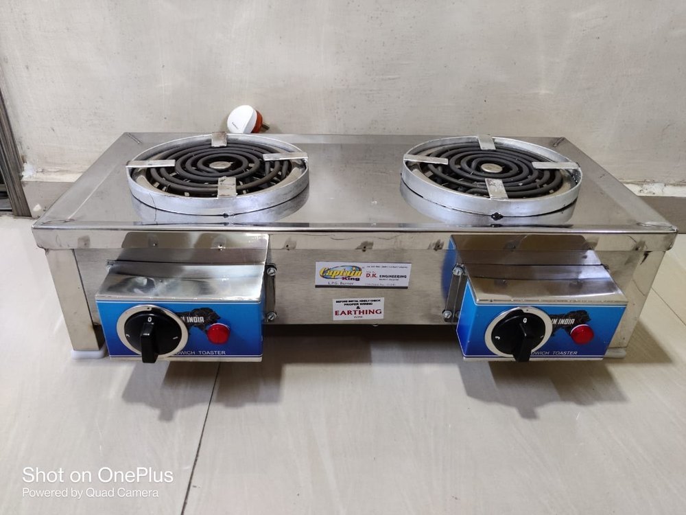 2 Burner Commercial Gas Stove, Stainless Steel Body, For Restaurants and Hotels