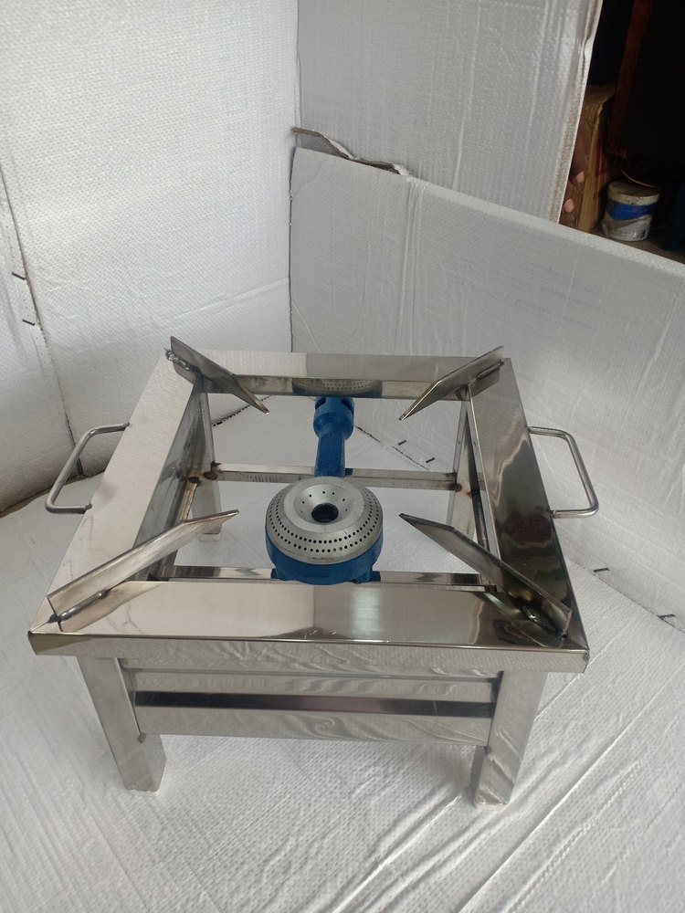 Stainless Steel Polished SS Commercial Single Burner Stove, Size: 10*10*6