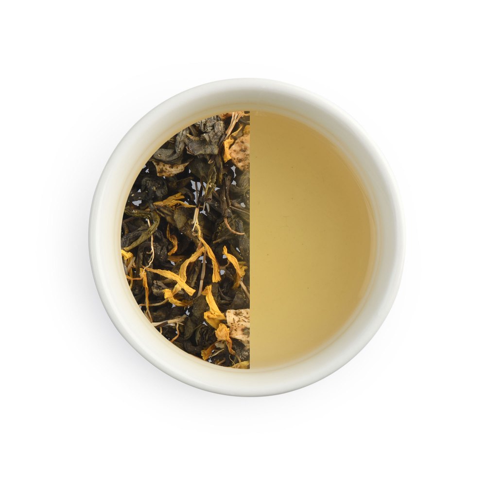 Dancing Leaf Mango Hue - Green Tea, Rose Petals, Mango Bits & Liquorice - 100 gms