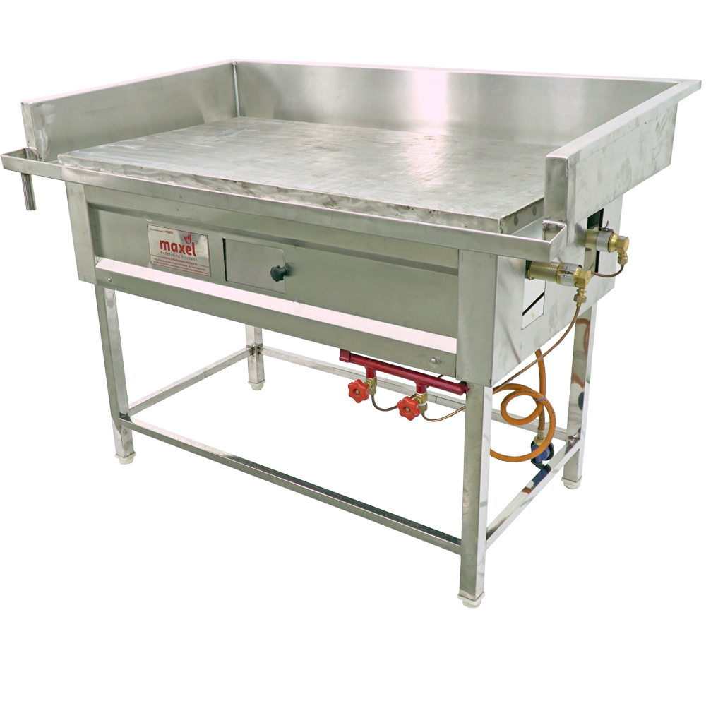 Maxel Stainless Steel LEP234 Commercial LPG Dosa Plate - 6\' x 2.25\' - 2 Burner