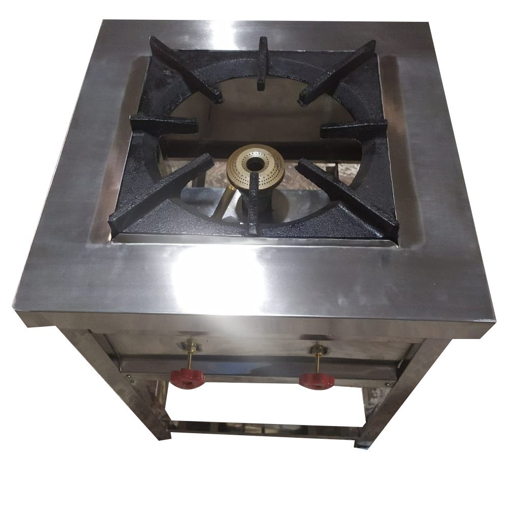 1 LPG Single Burner Stainless Steel Cooking Range, For Restaurant