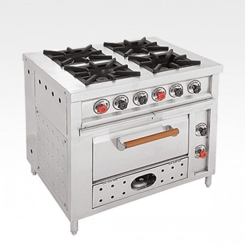 United Kitchen Equipment Four Burner With Oven, Size: 30x30x34 inch