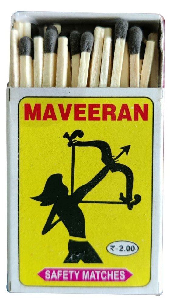 60 Sticks Maveeran Wooden Safety Match Sticks, Packaging Type: Box