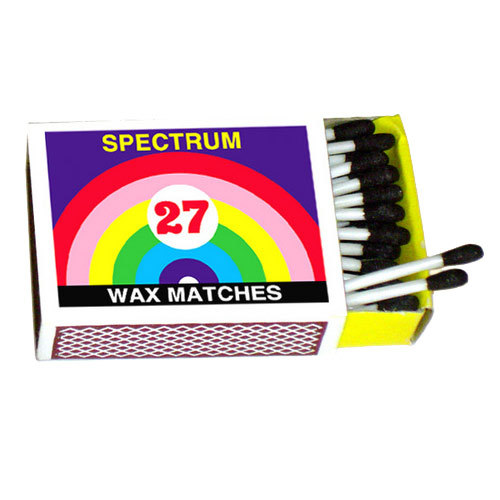 Wax, Carbonisation 50 Stick Spectrum Wax Match Box, Size: 40 mm