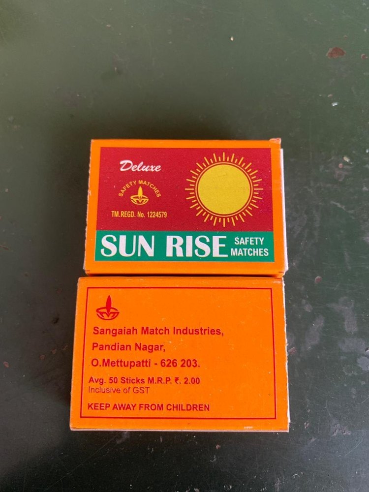 SUNRISE SAFETY MATCHES, No of Matchsticks Per Box: 35