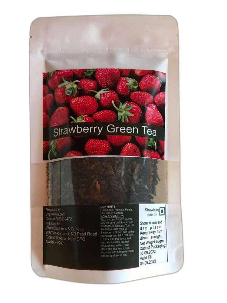 Strawberry Green Tea, Packaging Type: Packet, 50 Gm