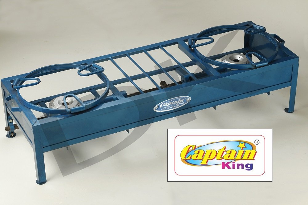 Captain King Lpg Two Burner Iron Fabricated Bhatti 12x36 Inches