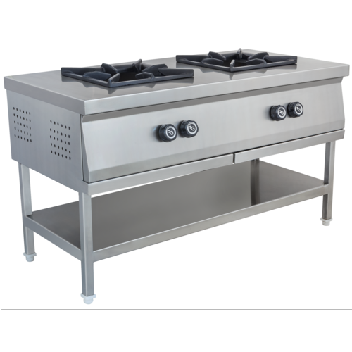 Lpg Stainless Steel Commercial Double Burner Gas Range