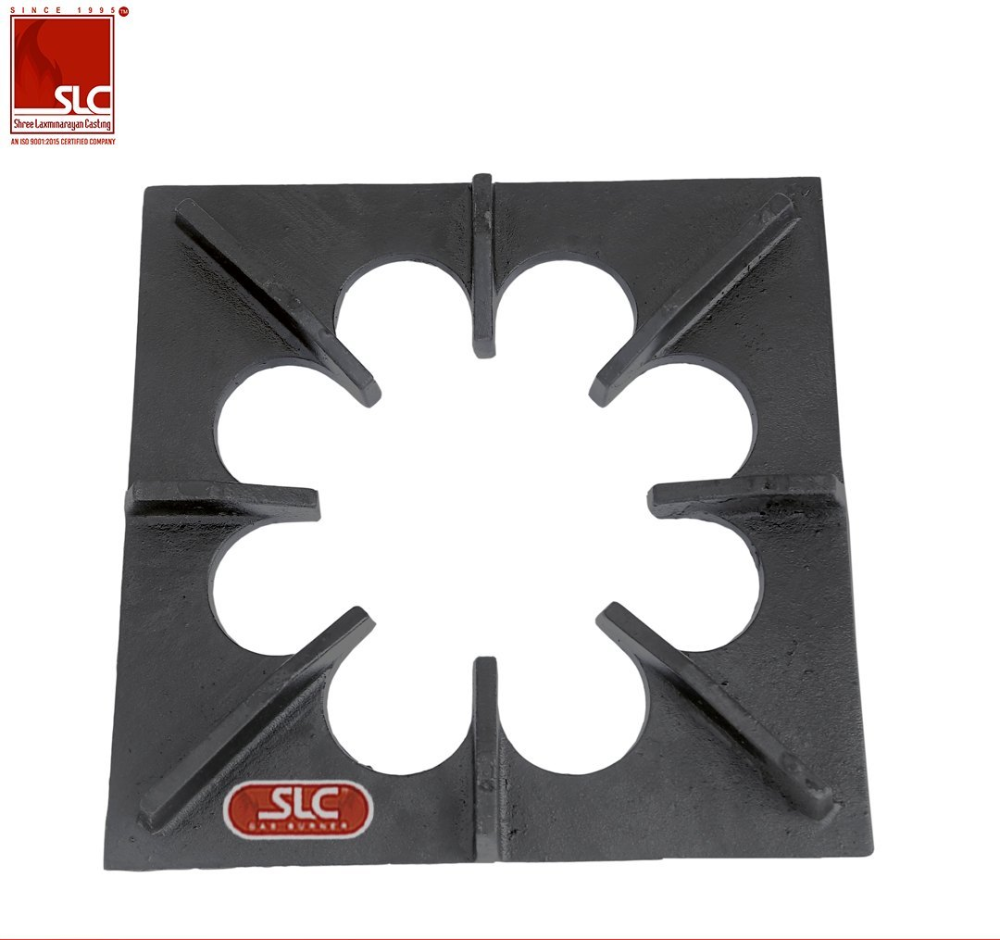 Black 14 x 14 Inch Cast Iron Casting Pan Support Flower Type Tapper Support