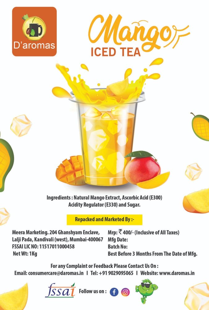 D\'aromas Mango Ice Tea, Bag, Packaging Size: 500gm