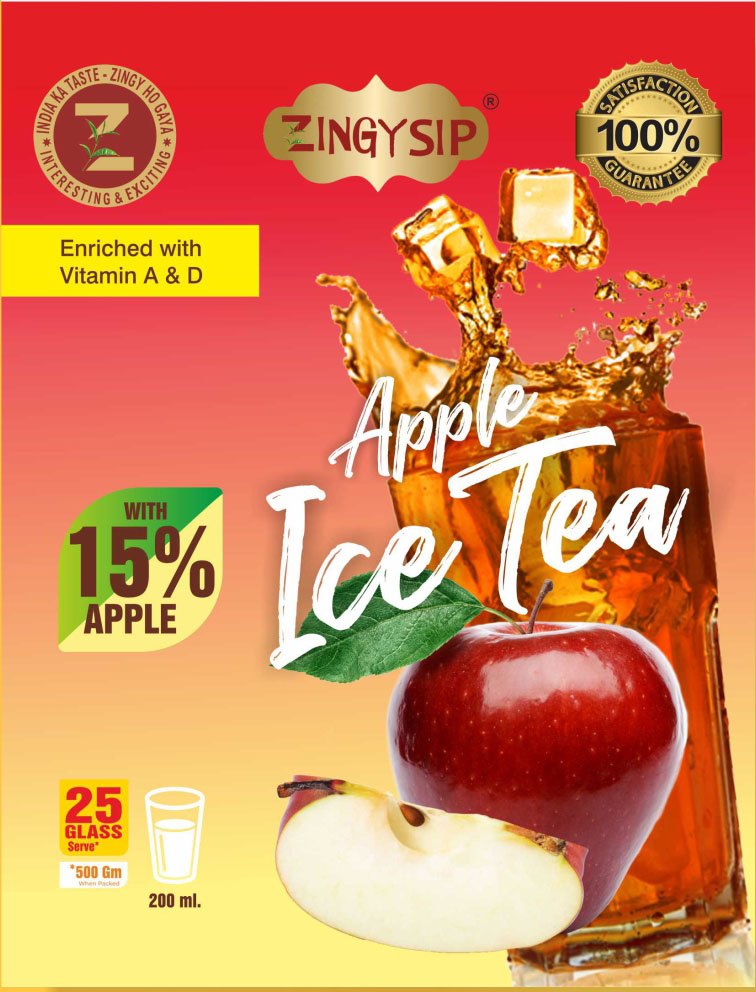 ZINGYSIP Grey Natural Flavour Apple Ice Tea, Powder, 1kg