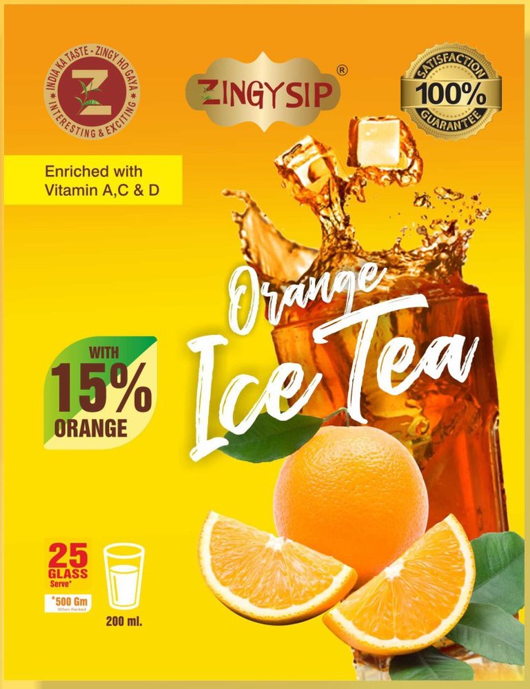Zingysip Natural Orange Ice Tea With Natural Vitamins A, C, & D, Packaging Size: 500 Gm