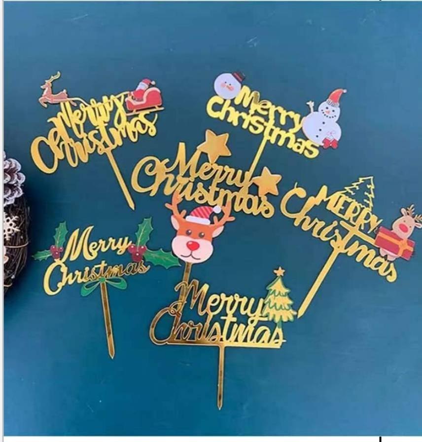 Multi Multicolor Christmas Cake Topper, Packaging Type: Packet