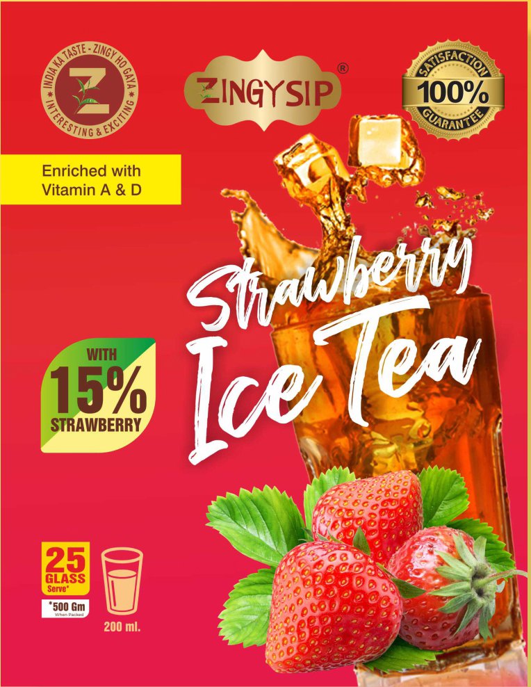 Zingysip Natural Strawberry Ice Tea With Natural Vitamin A & D