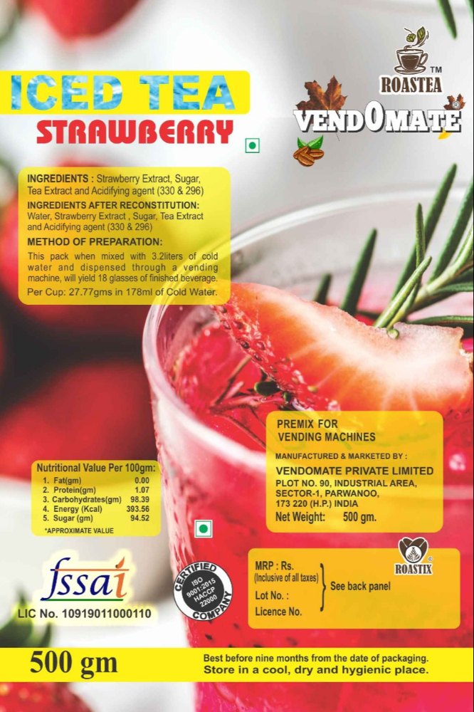 9 Months Roastea Iced Tea Strawberry, Poly Pouch, Packaging Size: 500 Gms