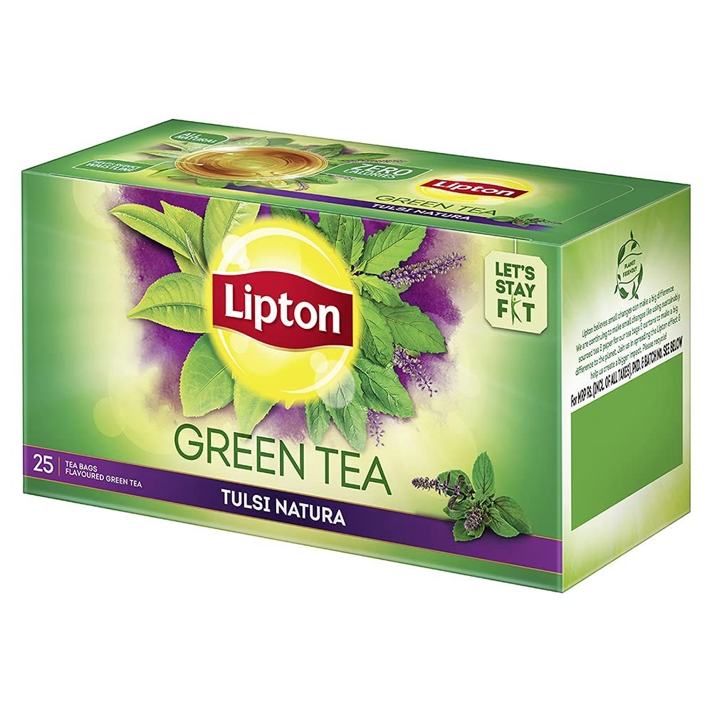 Lipton Tulsi Green Tea Natural Tea Bags, Leaves, Packaging Type: Box