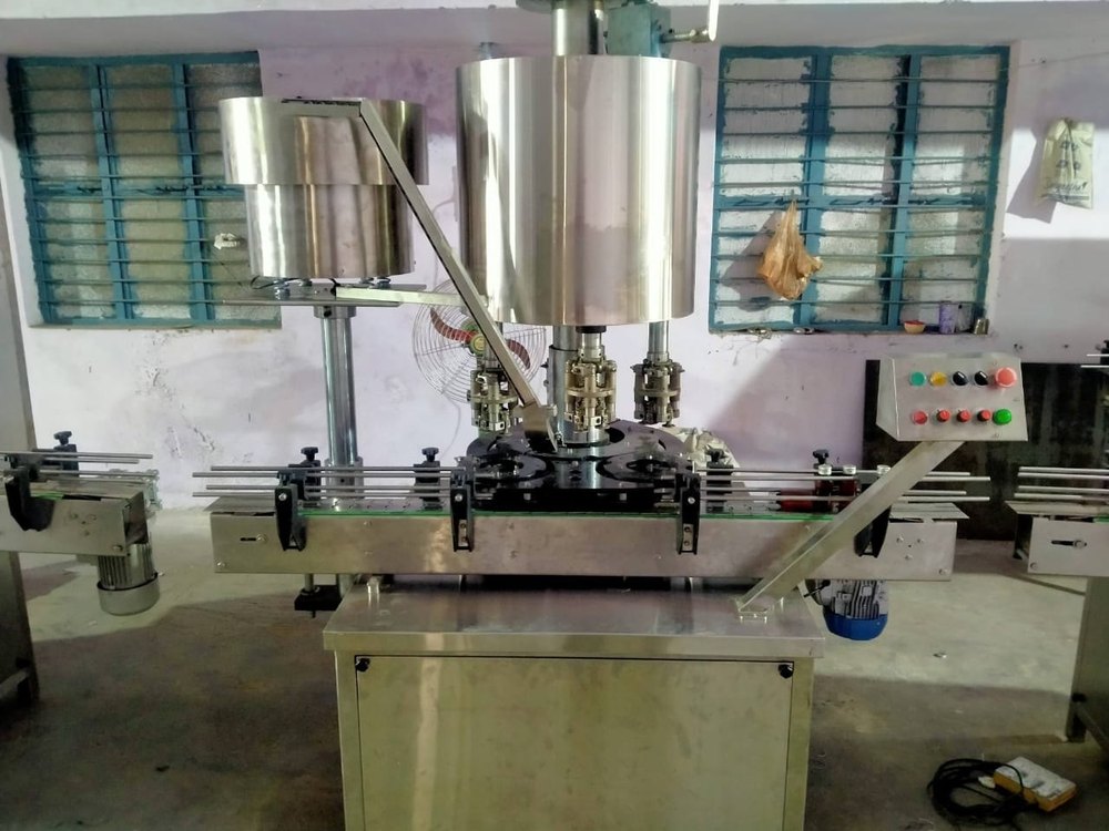 Mild Steel 4 Head Capping Fully Automatic Rotary Machine, Capacity: 500Kg/Hr