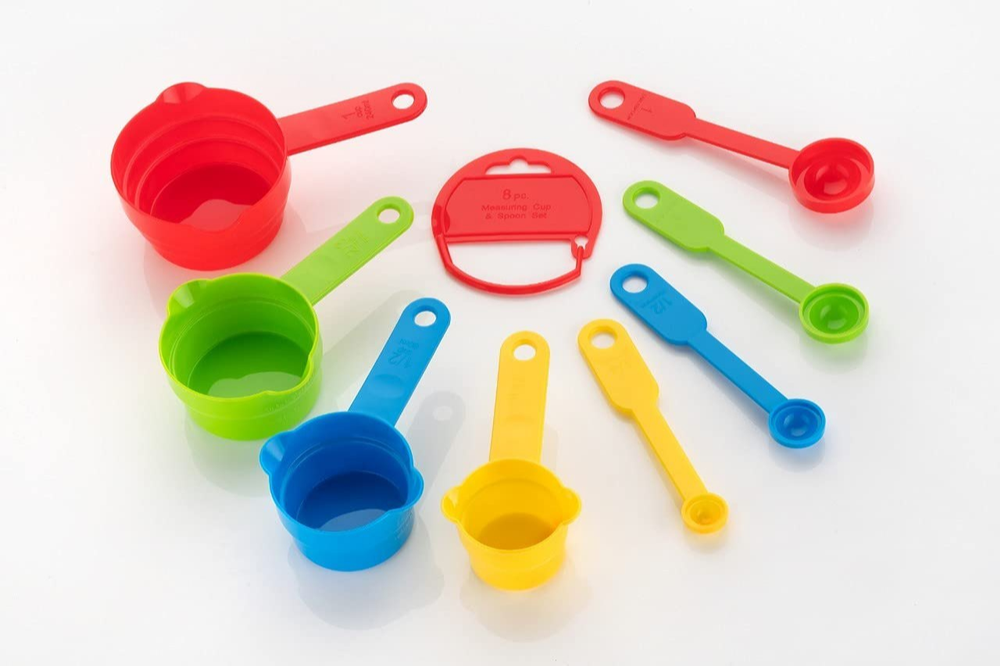 Yellow Plastic Measuring Cup And Spoon Set, For Home