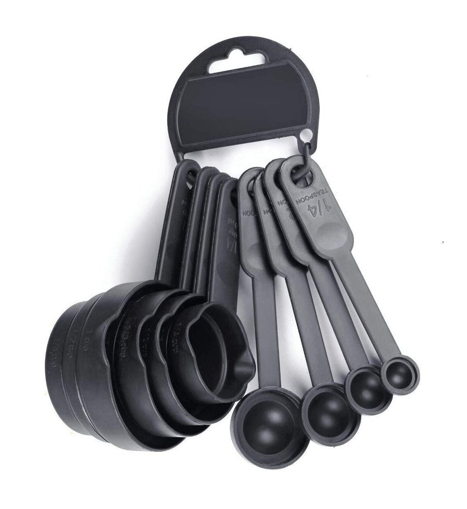 Plastic Dark Grey Measuring Cups And Spoons Set, For Home