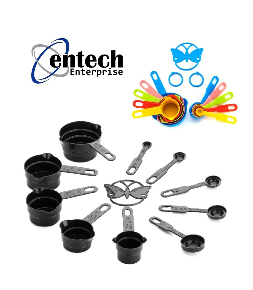 Plastic Black Measuring Cup And Spoon Set, For Home