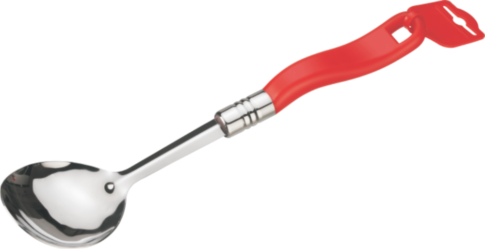 Silver and Red Stainless Steel Serving Spoon, For Kitchen
