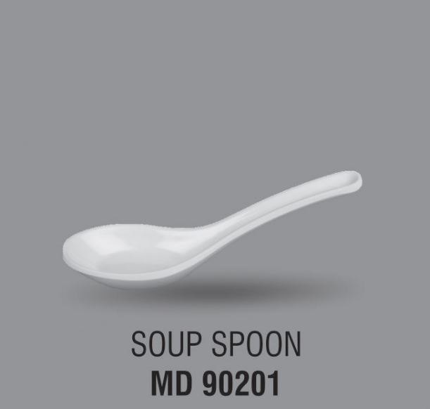 Melamine White Soup Spoon, Size: 5inch