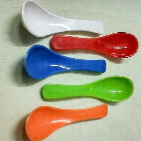 Red, Blue & Green Plastic Soup Spoons